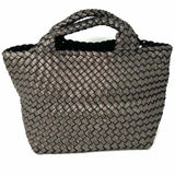 Naghedi St. Barths Small Neoprene Gunmetal Woven Glitter Satchel w/ Pouch