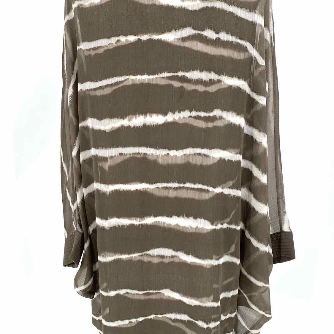 HALSTON HERITAGE Women's Gray Size XL Layered Stripe Dolman Dress