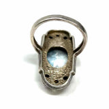Estate NB size 8 925 Sterling Silver Oval Multi-stone Ring