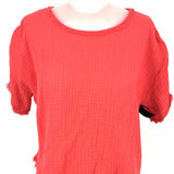 Eileen Fisher Women's salmon Size XXS Gauze Raw Hem Short Sleeve Top