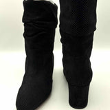 CHIE MIHARA Women's Black Size 39/8.5 Block Heel Suede Dots Bootie