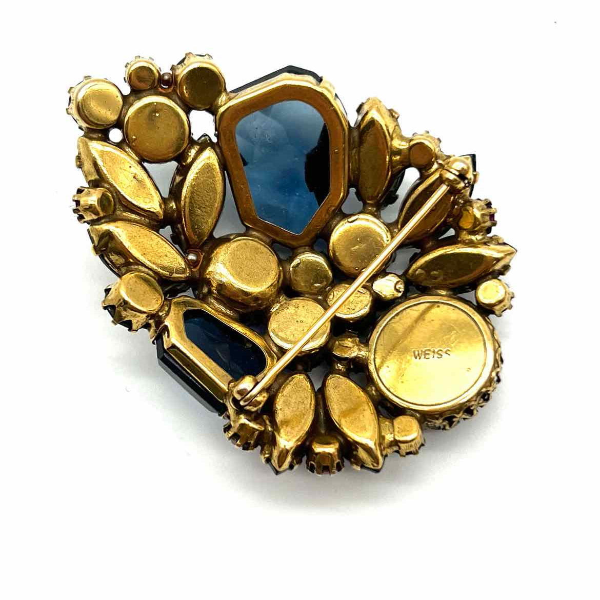 Weiss Blue Teardrop Cluster Crystal Brooch