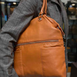 LanVie Orange Zip Leather Tote