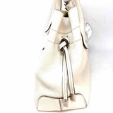 TOD'S D-Bag White Logo Pebbled Leather Tote