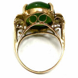 Estate size 6 14K Gold Oval Leaf Nephrite Jade Ring