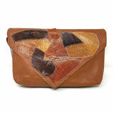 Mark Baren Brown Envelope Patchwork Leather Clutch