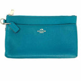 Coach Teal Pouch Leather Clutch