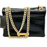Kurt Geiger Mini Kensington Black Flap embellished Patent Leather Crossbody