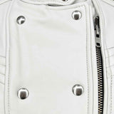 IRO Rojan Women's White Size 38/6 Asymmetrical Leather Moto Jacket
