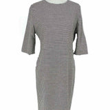 alice+olivia Women's Black White Size 14 1/2 Sleeve Houndstooth Dress