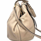 Tory Burch Half Moon French Gray Taupe Pebbled Leather Satchel