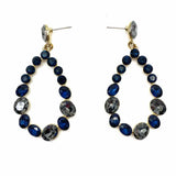 Statement Blue Gold Tone Teardrop Crystal Earrings