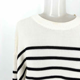 Ann Taylor Women's Black White Size L Crew Stripe Sweater