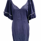 Hyacinth House Women's Navy Size L mini Linen Blend Puff Sleeve Dress