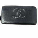 Chanel 2014-15 CC Studded Black Zippy CC Wallet