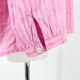 mii Women's Pink Size S Button Down Silk Blend Stripe Long Sleeve