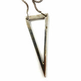 Estate 925 Sterling Silver Pendant 27" Triangle Necklace