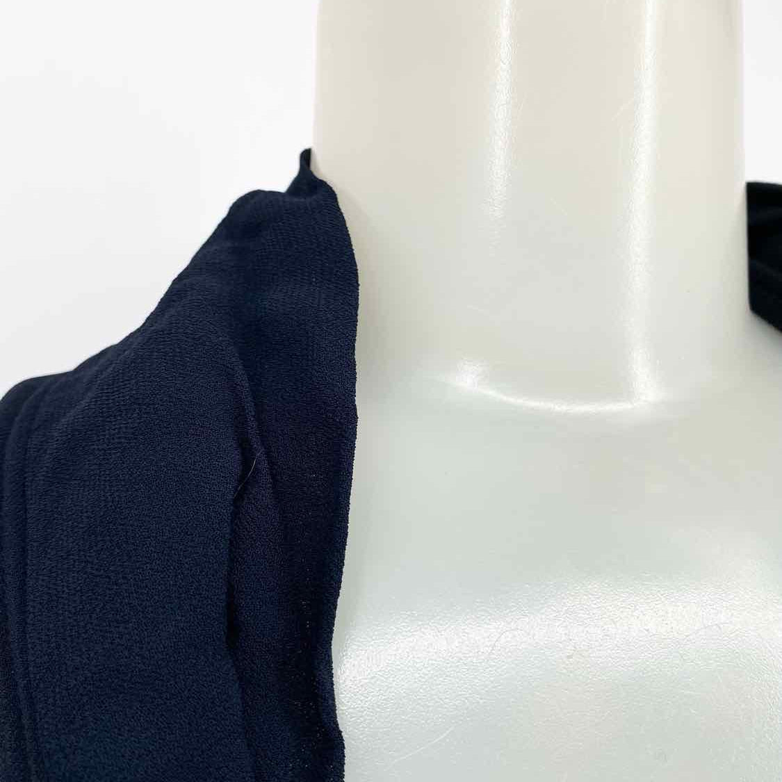 NOM*D Women's Black Navy Size 8 Layered Viscose Short Sleeve Top