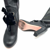 RED VALENTINO Women's Black Size 38/7.5 Block Heel Leather Bow Boots