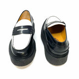 TOD'S Lugsole Women's Black White Size 36/6 Platform Color Block Loafers