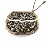Metal Antique Silver tone Hinged Filigree Coin Purse