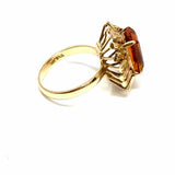 T.Y. Lee size 6.75 14K Yellow Gold Orange Emerald Cut Brutalist Citrine Ring