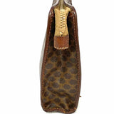 Celine Vintage Coated Canvas Brown Zip Macadam Clutch