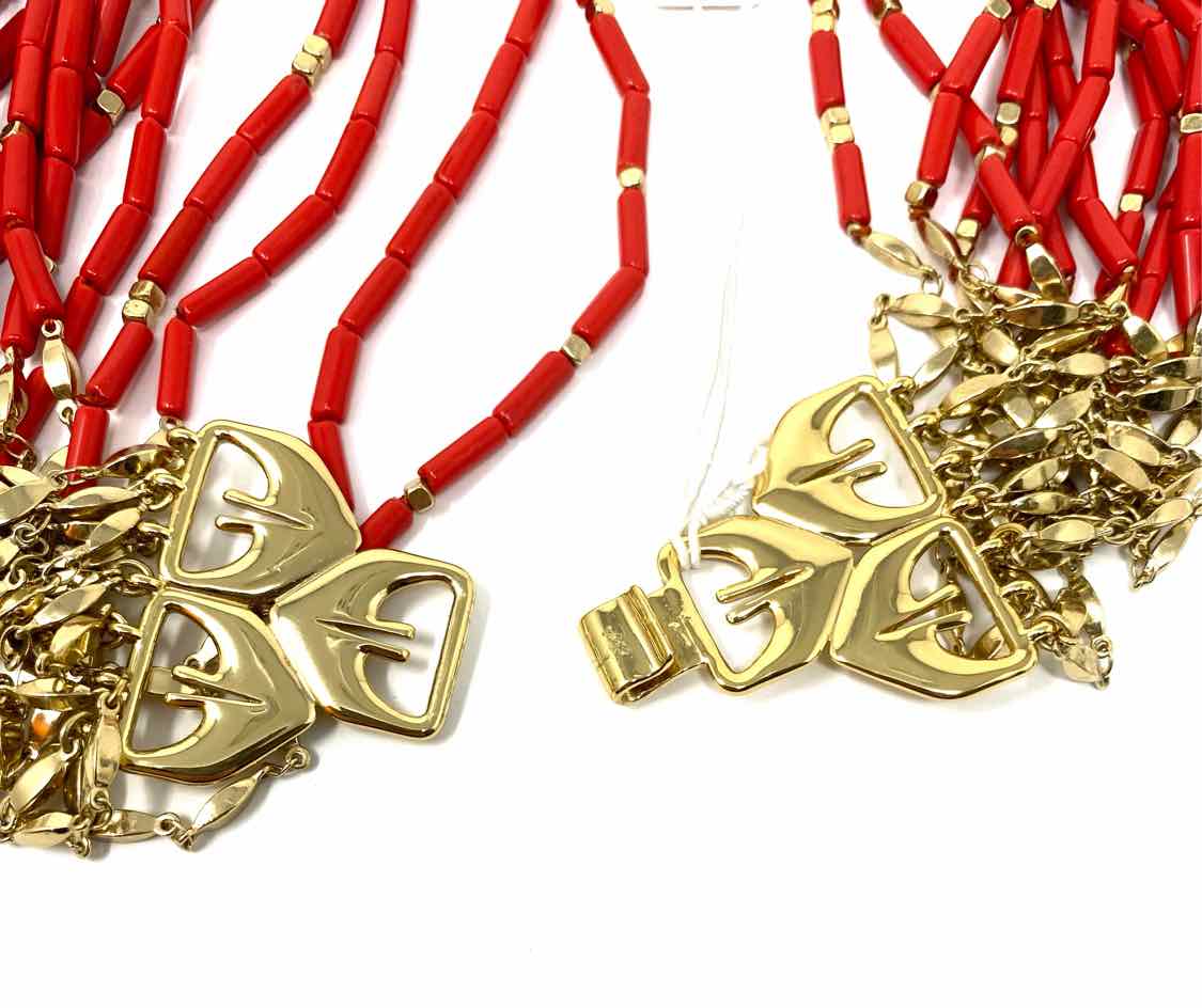 stella & dot Red/Gold Necklace