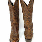 LANE Women's Robin Brown Size 7 Cowboy Western Applique Leather Boots
