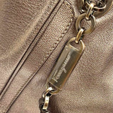 Salvatore Ferragamo Silver Tote Metallic Leather Shoulder Bag