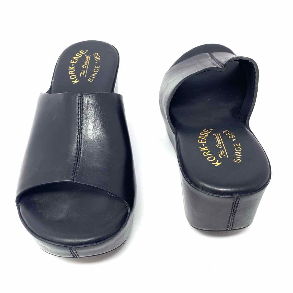 Kork-Ease Women's Black Size 8 Platform Leather Slide