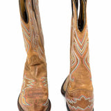 Justin Women's Light Brown Size 8.5 Cowboy Leather Embroidered Boots