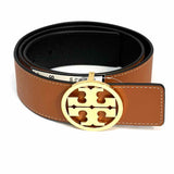 Tory Burch Miller 1.5" Black Brown Reversible Logo Leather Belt