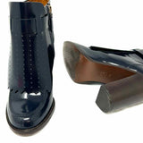 Tory Burch Hyde Women's Navy Size 7 Block Heel Patent Leather Perforated Bootie