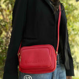 Burberry Camera Messenger Red Grained Leather Made in Italy Crossbody