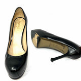 Saint Laurent Women's Black Size 37.5/7 Platform Grain De Poudre Leather Pumps
