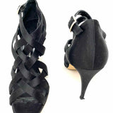 Manolo Blahnik Women's Black Size 39.5/9.5 Strappy Satin Heels