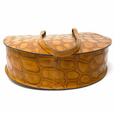 Claudia Firenze Caramel Round Croc Embossed Leather Tote