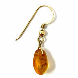 Gold Tone Beaded 1.25" Dangle Amber Earrings