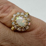 Estate size 5.5 10K Yellow Gold Oval Cluster Opal Ring