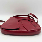 Red Flap Asymmetrical Leather Made in France Crossbody