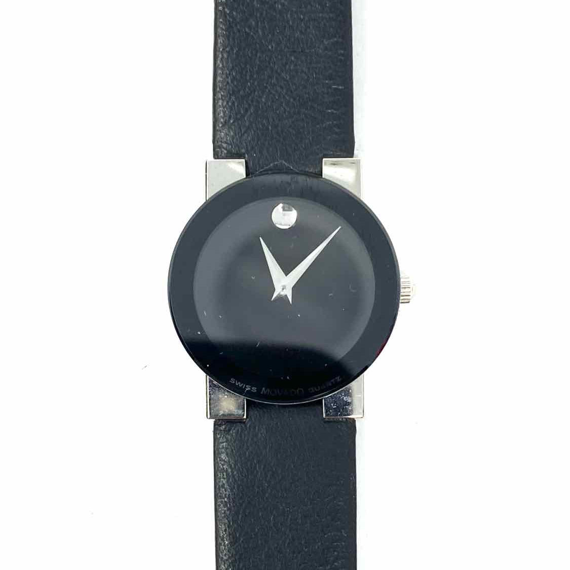 MOVADO Museum Stainless Steel Black Round Leather Watch