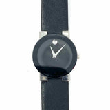 MOVADO Museum Stainless Steel Black Round Leather Watch