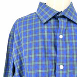 Tommy Hilfiger Men's Blue Green Size L Button Down Plaid Long Sleeve Shirt