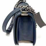 Chanel 2014 Boy Medium Wild Stitch Blue Lamb Leather Made in Italy Shoulder Bag