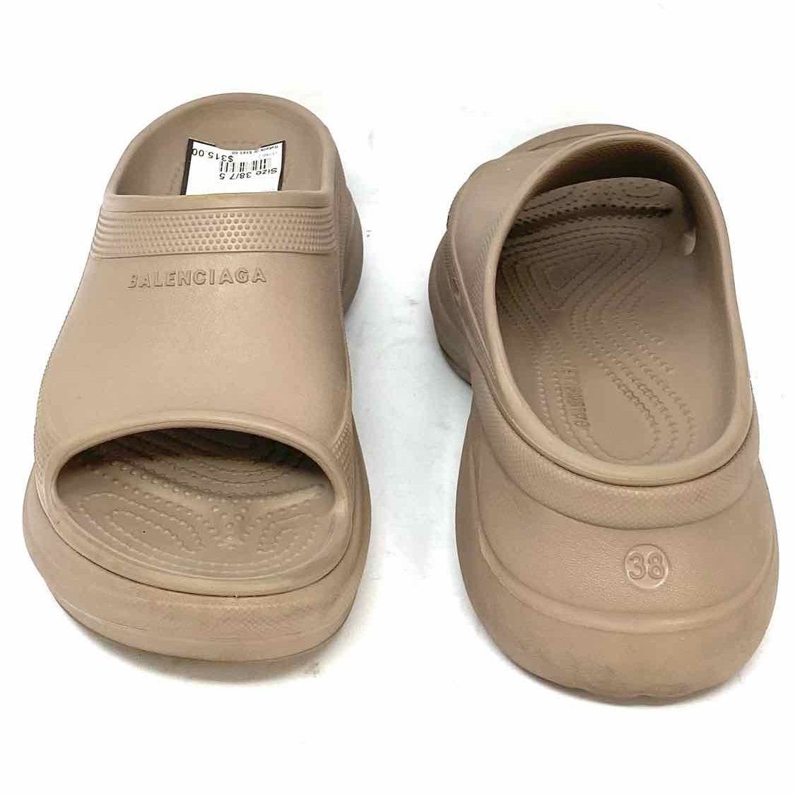 BALENCIAGA Croc Pool Women's Taupe Size 38/7.5 Platform Rubber Slide