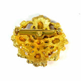 Statement Multi-Color Gold Tone Abstract Multi-stone Brooch