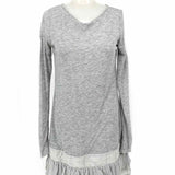 Theory Arkiena Women's Light Gray Size S Long Sleeve Ruffled Dress