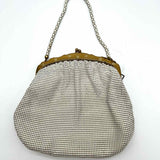 Whiting and Davis Vintage Metal Mesh Off White Kisslock Clutch