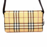 Burberry Coated Canvas Beige Flap Check Shoulder Bag